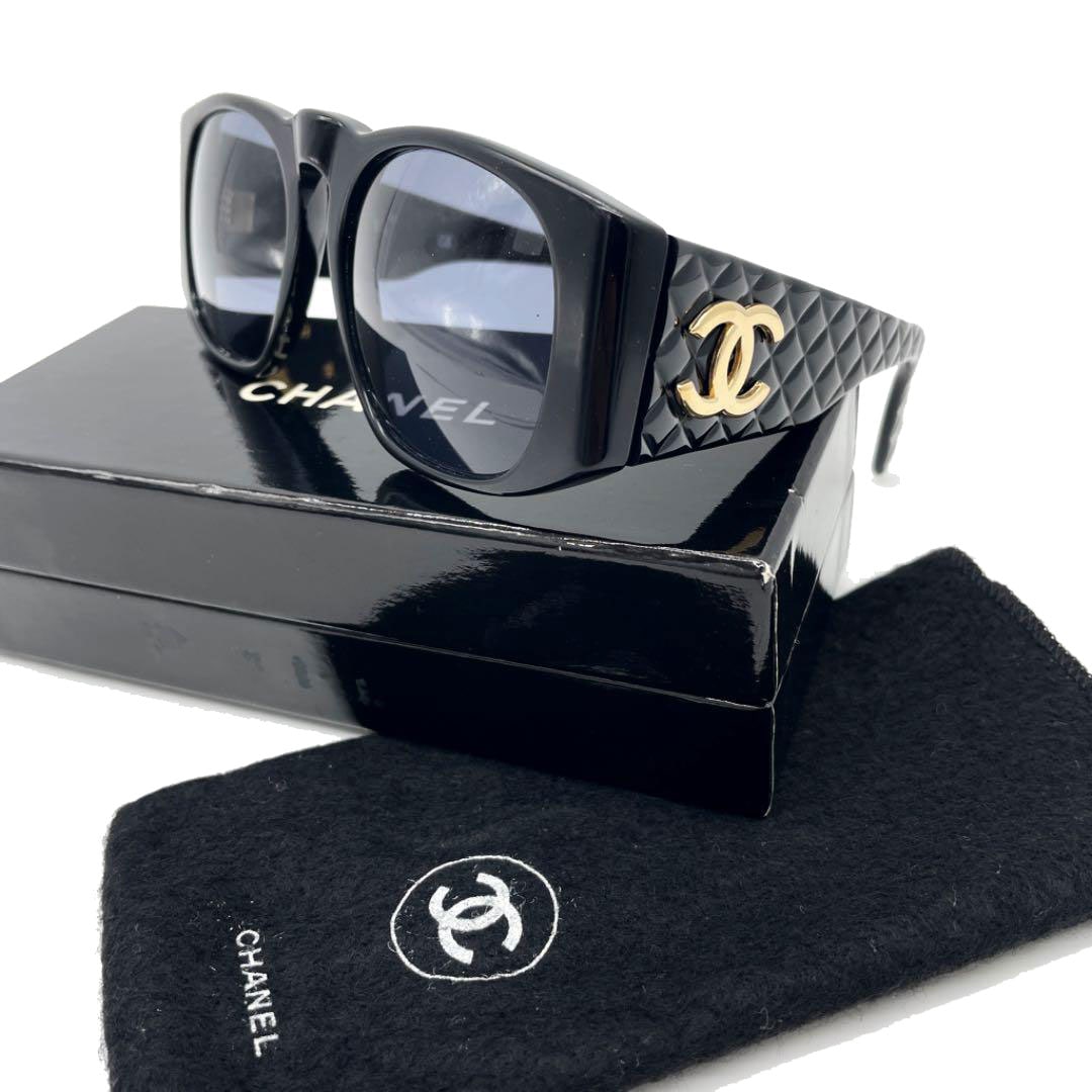 CHANEL シャネル サングラス マトラッセ ココマーク ブラック ゴールド