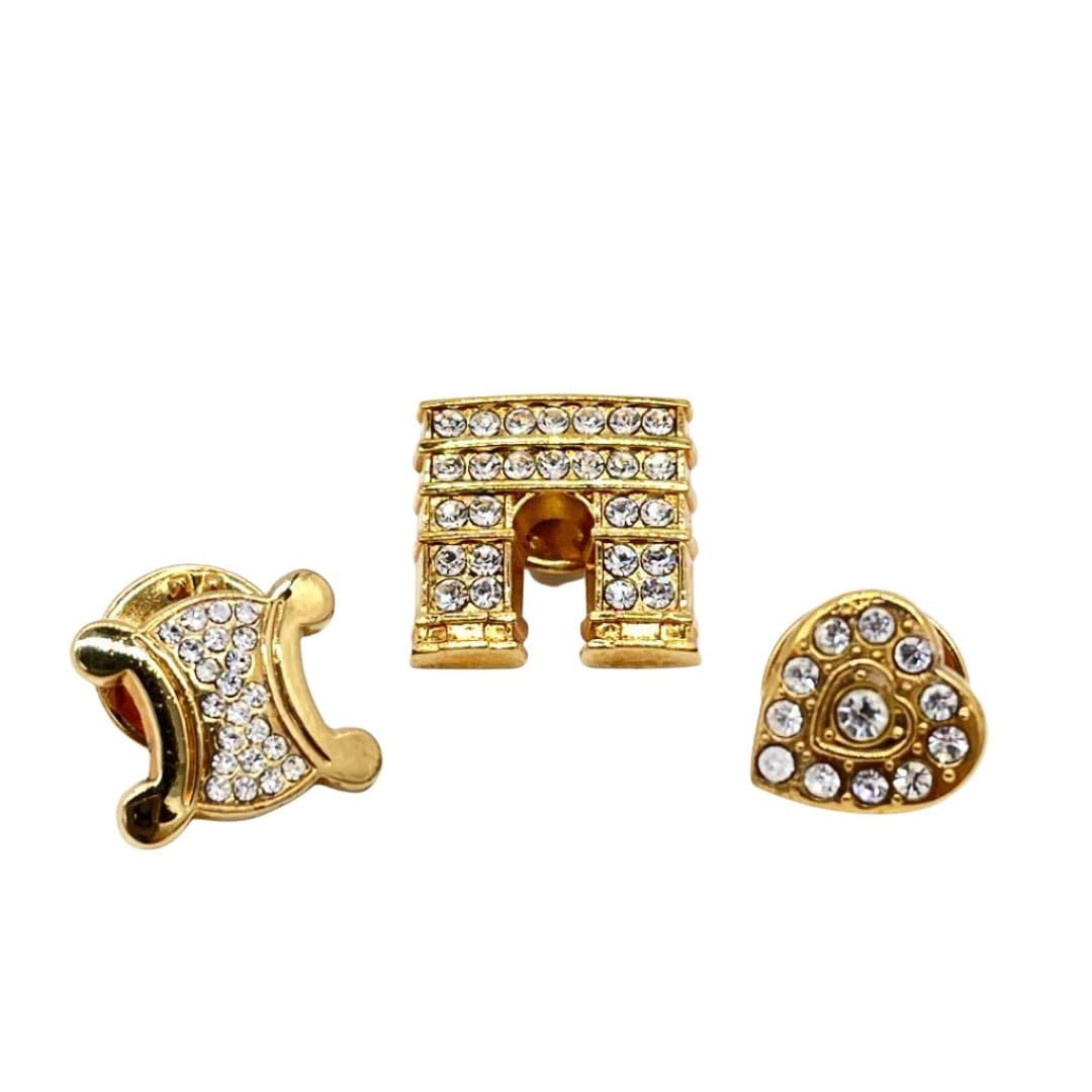 CELINE セリーヌ ラインストーン ピンブローチ3点 凱旋門 トリオンフ