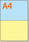 ミシン目入り用紙】 A4 2分割 カラー[青/黄] | 用紙Labo