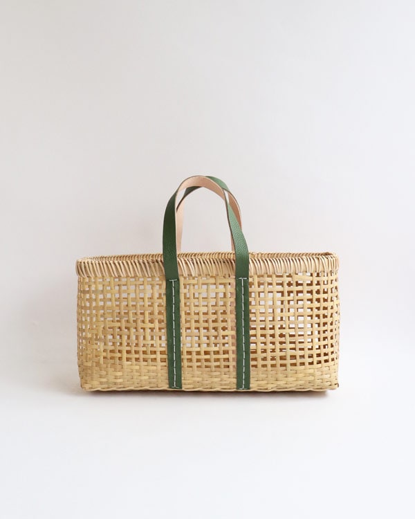 warang wayan(ワランワヤン) amiami革手バスケット オリーブ M[生活