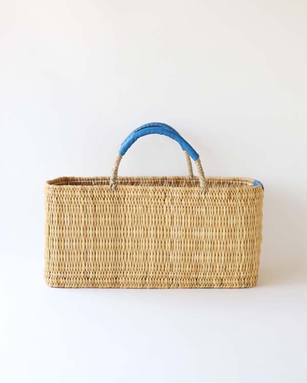 WARANGWAYAN(ワランワヤン) ストローバスケット 四角 浅 ブルー L