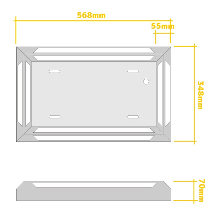 大型トラック 汎用 24V アクリル ステンレス ナンバーフレーム LED 16
