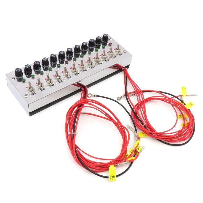 汎用 12V / 24V トラック 12連スイッチボックス ステンレス メッキ
