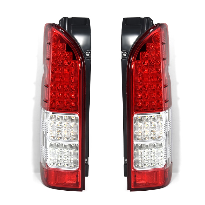 200系ハイエース 4型以降純正ルック LEDテールランプ クリア×レッド