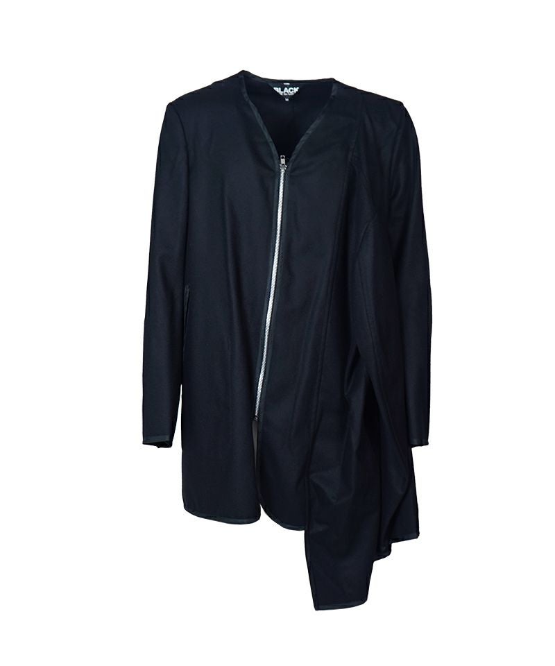 BLACK COMME des GARCONS＞ウール/ナイロン フラノコート (1P-C005-052