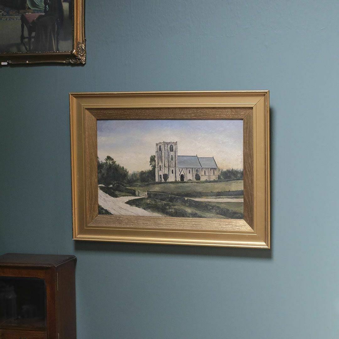 アンティーク油絵 イギリス 教会 板絵の通販 アンティークショップ