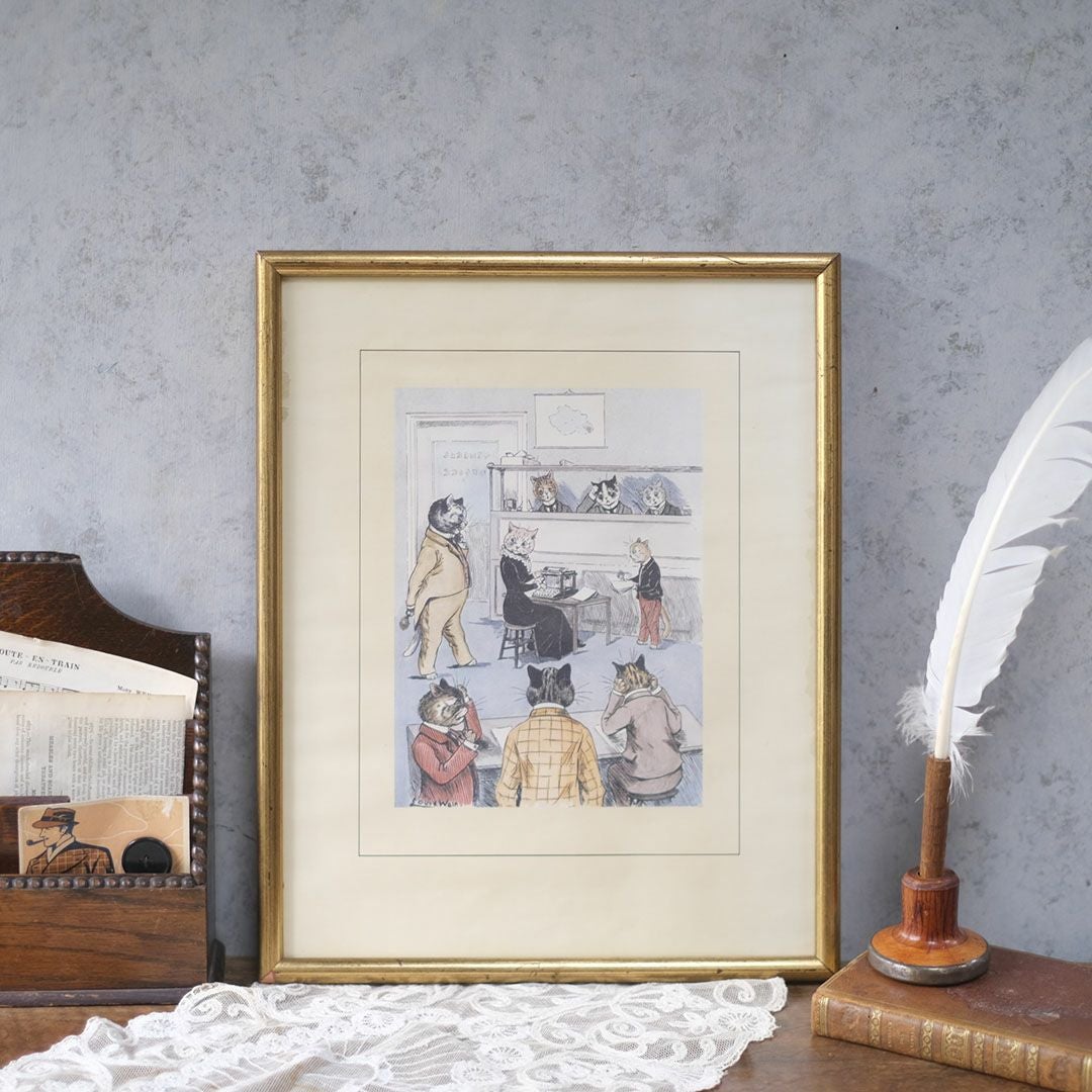 ヴィンテージプリントピクチャー 猫画家 Louis Wain（ルイス・ウェイン