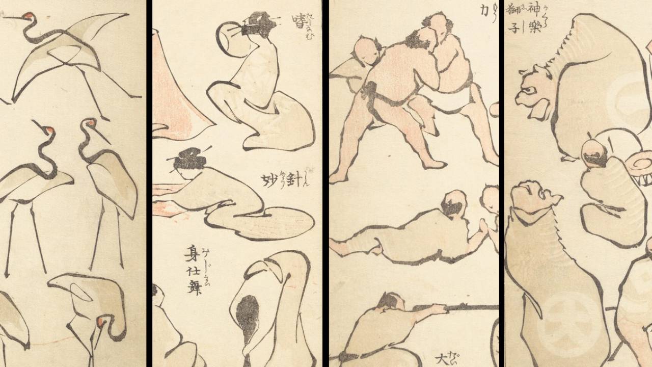 天才絵師の一筆書き！葛飾北斎が一筆書きの指南として描いたスケッチ