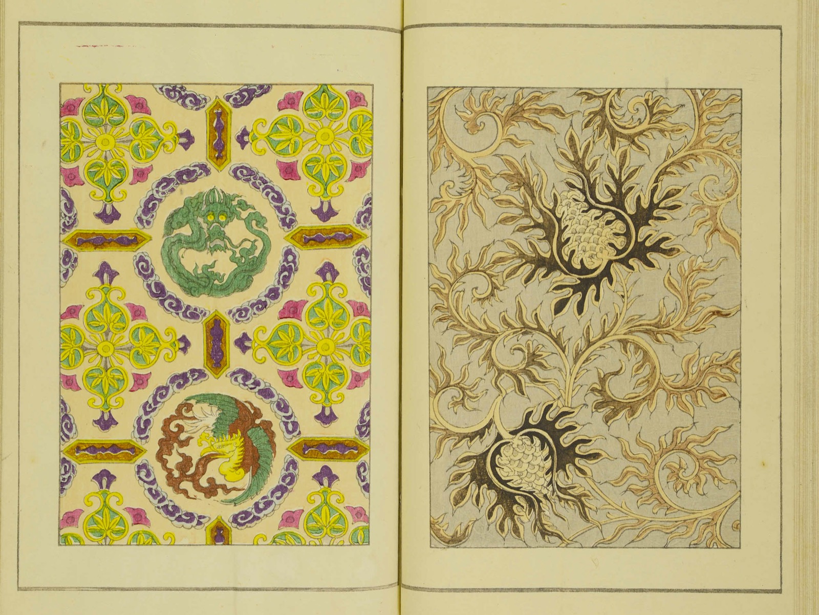 鳳凰やドラゴンが異国的で面白い！明治時代の図案集「工芸新図」が