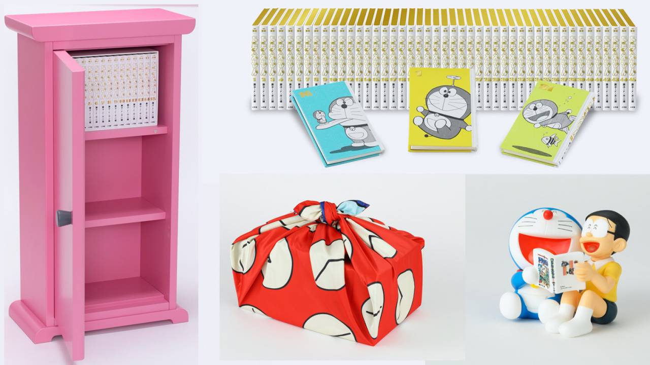 カリモク製どこでもドア型本棚も！「ドラえもん」豪華全45巻セットの