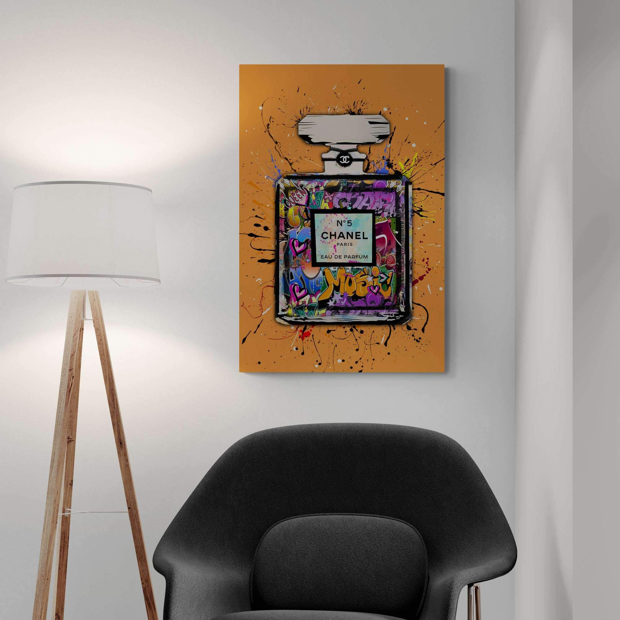 Graffiti Chanel No 5 - Orange - Magna Canvas