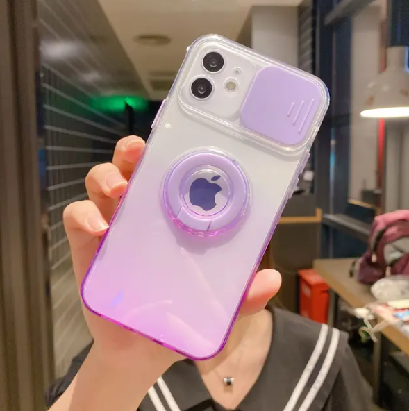 クリアポップ カメラ保護スライド＆リング付き iPhoneケース