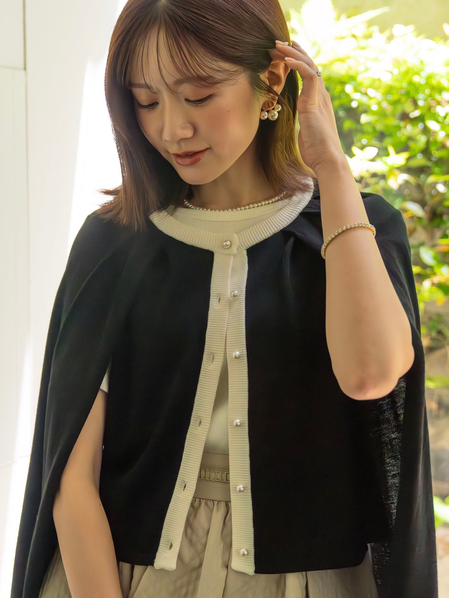 2WAYバイカラーニットカーディガン【レーヨン×リサイクルポリエステル