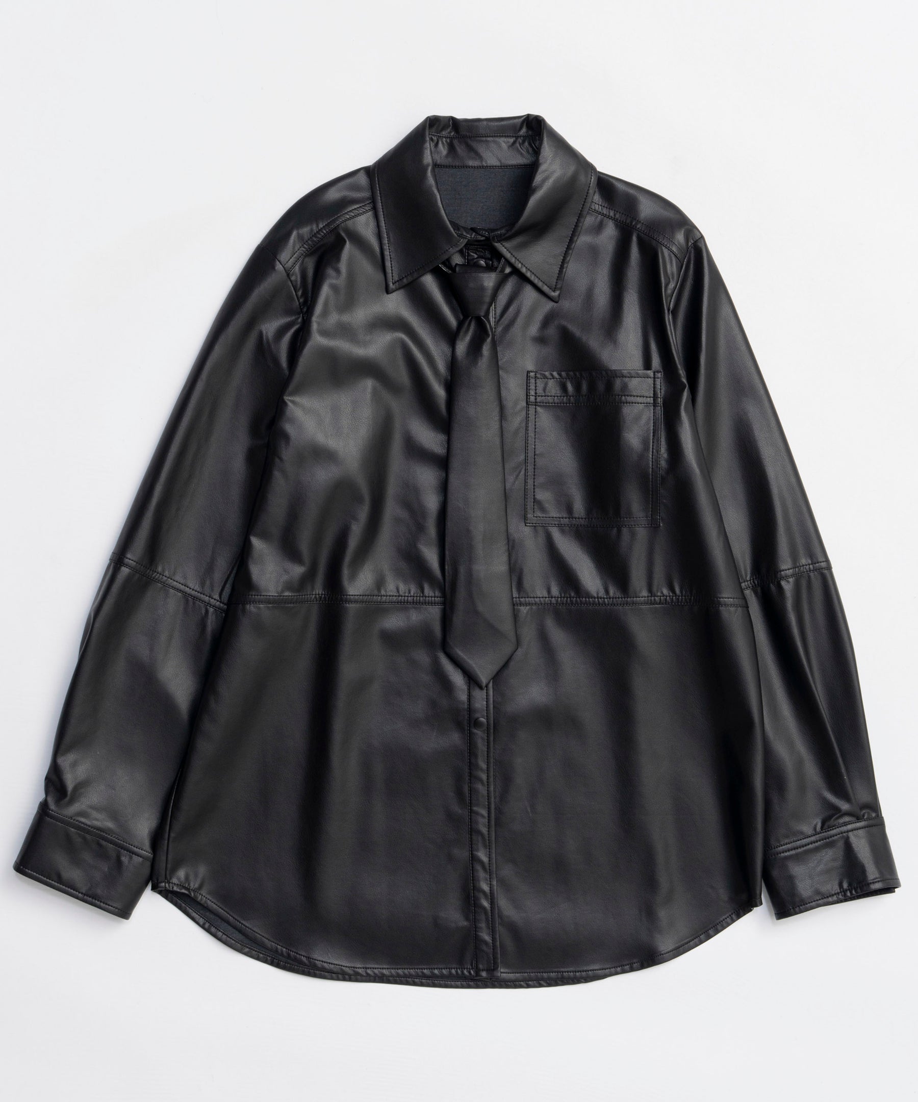 Vegan Leather Tie Shirt
