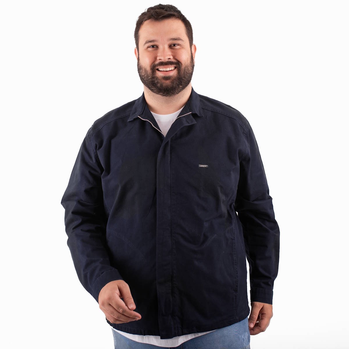 Jaqueta Plus Size Masculina Sarja Motor Color Azul Marinho