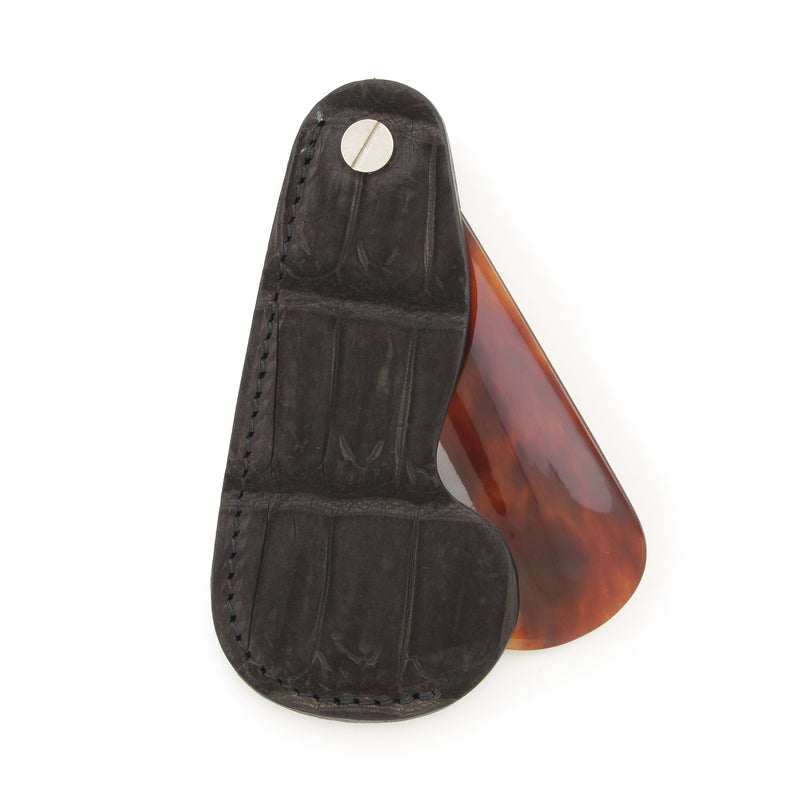 THE SOLE（ザソール）ヌバッククロコダイルケース鼈甲シューホーン