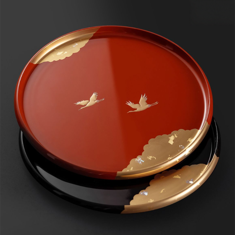 Japanese Handcrafted Circular Cranes Resin Tray - MASU