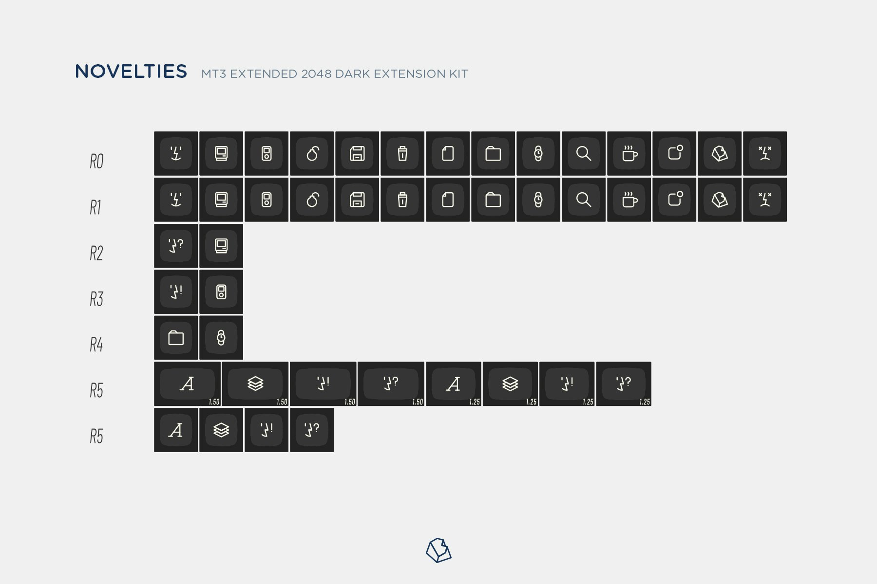 Drop + biip MT3 Extended 2048 Dark Keycap Set | Mechanical