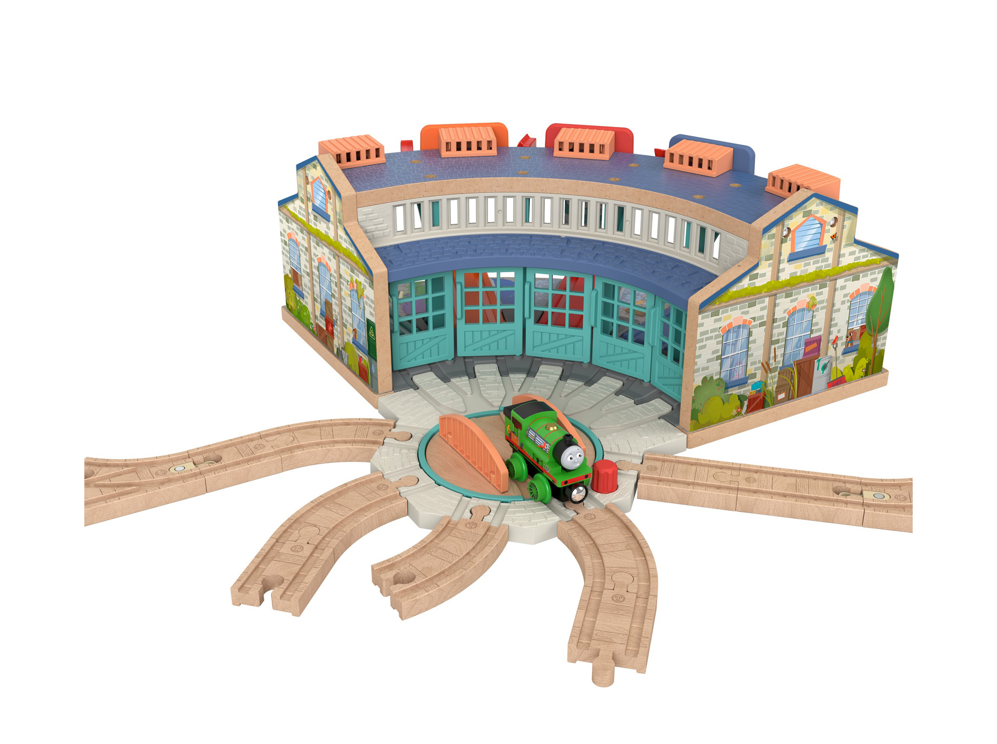 きかんしゃトーマス 木製レールシリーズ パーシーとティドマス機関庫