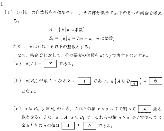 2022立命館大学・全学統一方式[文系2/2実施]整数問題(剰余類)・集合