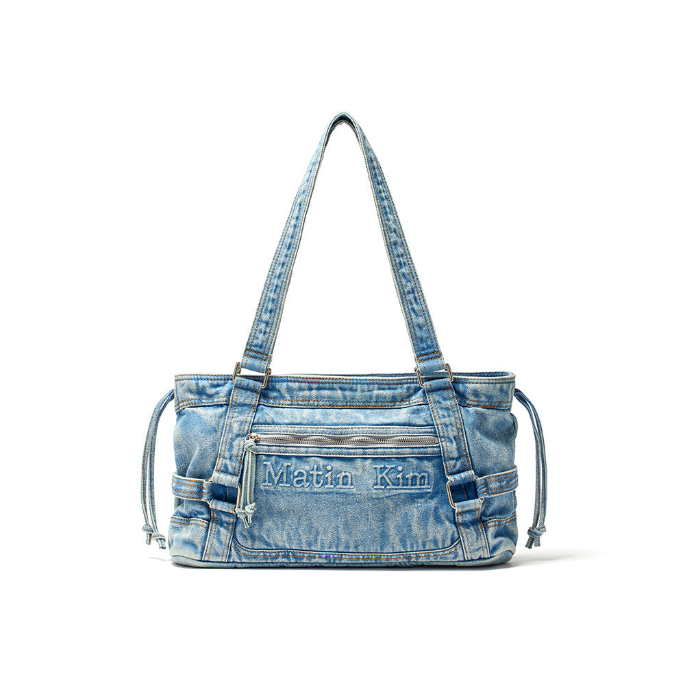 MATIN WASHED DENIM SQUARE BAG IN LIGHT BLUE – Matin Kim