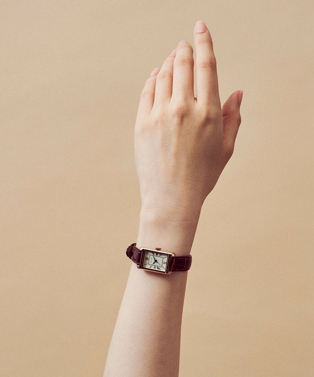 MATOW マトウ TSUKI 朧月 / SQUARE ROSE GOLD BROWN LEATHER