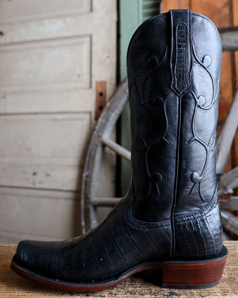 R. Watson Men's Black Nile Crocodile Western 13