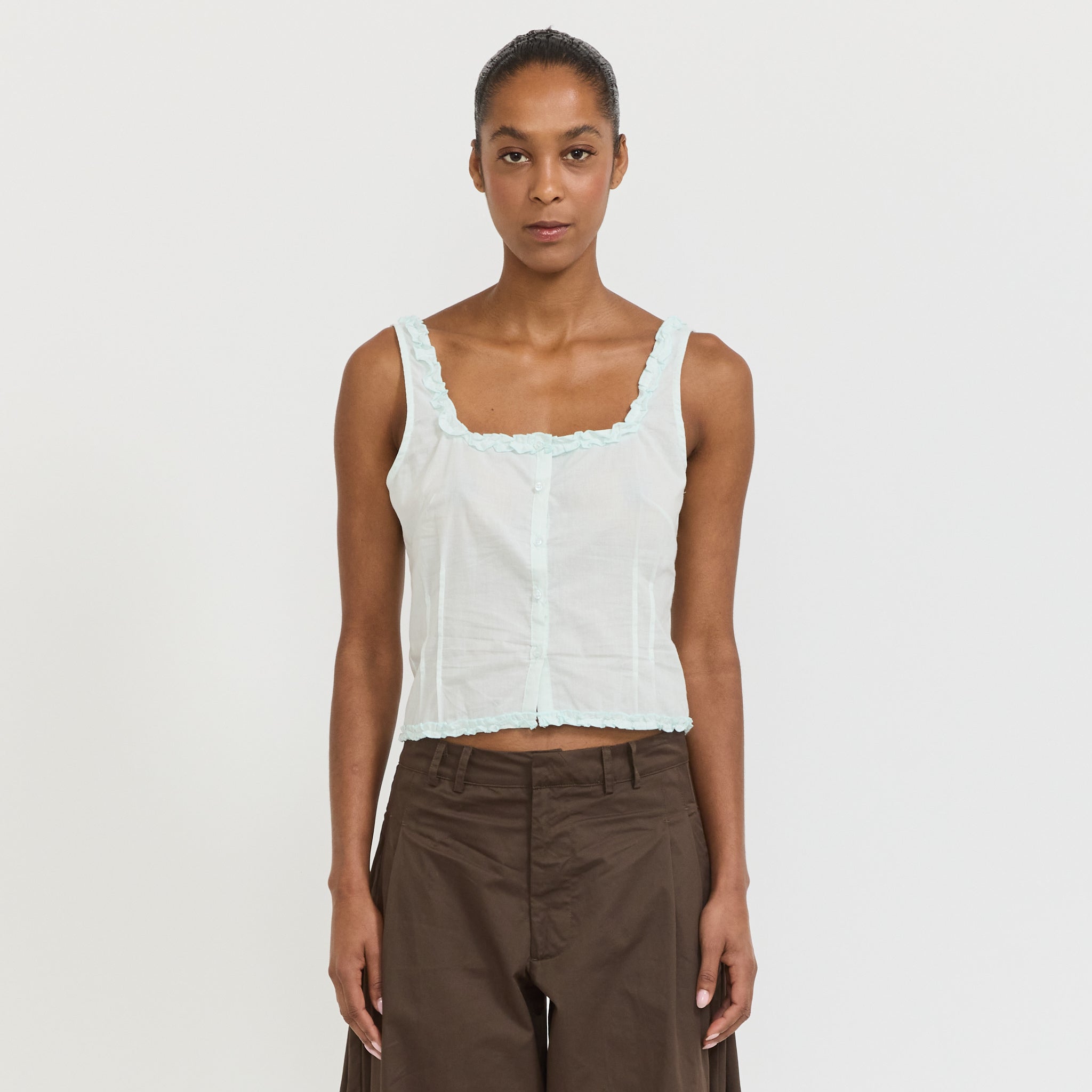 Deiji Studios Button Frill Top Mint | Maplestore