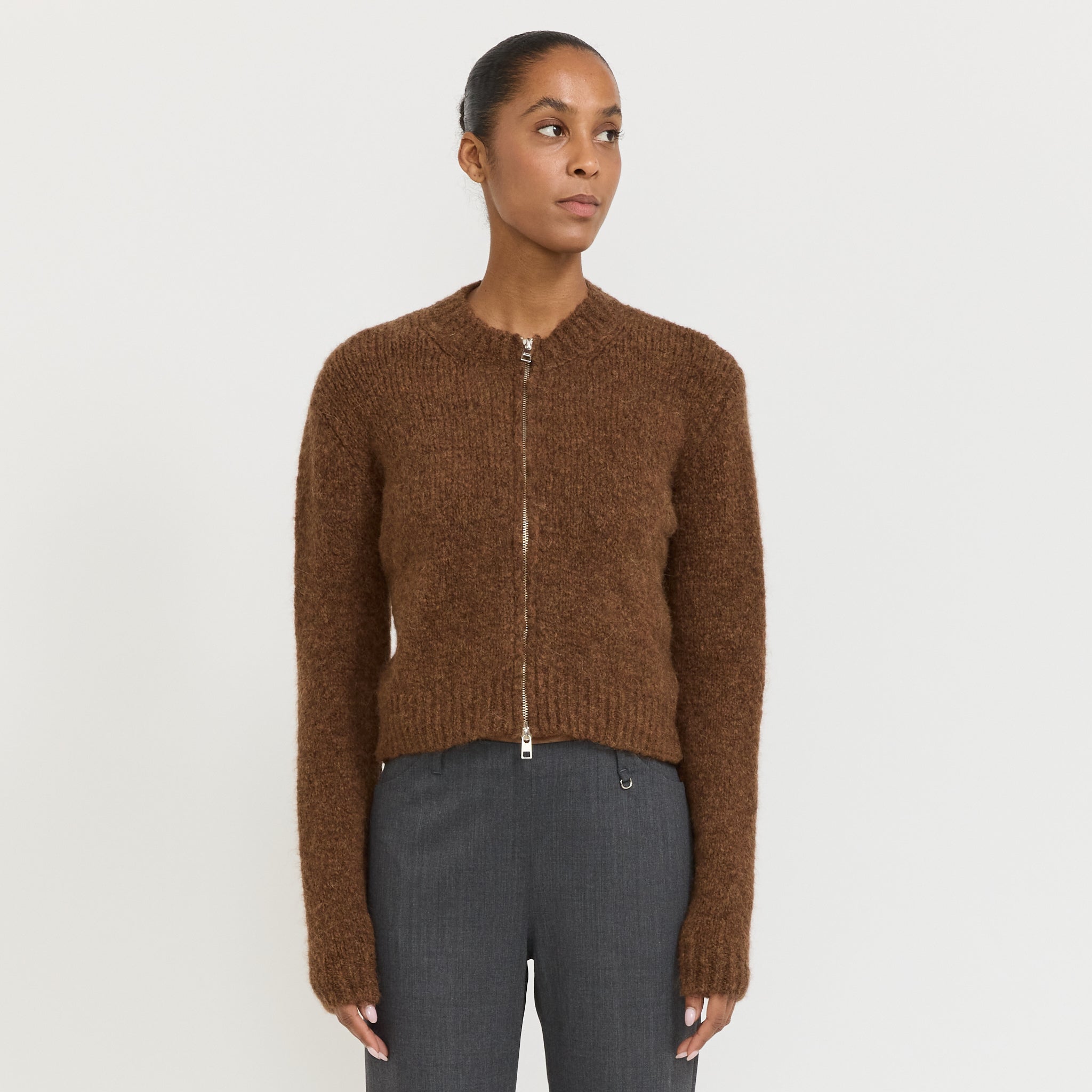 Paloma Wool Hasta Luego Zip Sweater Brown | Maplestore