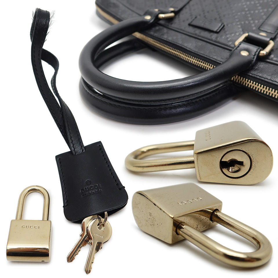 GUCCI グッチ ディアマンテ ブリーフケース 208463 レザー ブラック