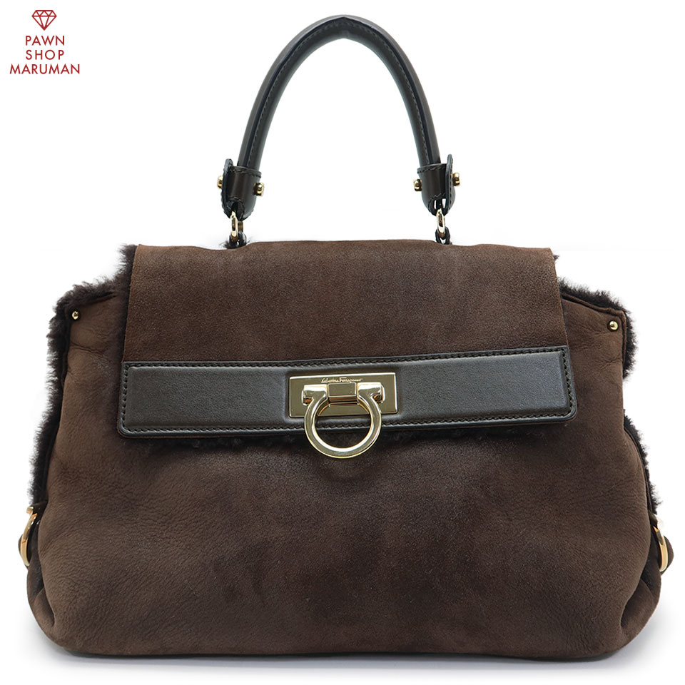 FERRAGAMO フェラガモ ガンチーニ ハンドバッグ(ストラップ欠品) EZ-21