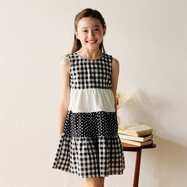 チェック切替ノースリーブワンピース ワンピース｜子供服・ベビー服の