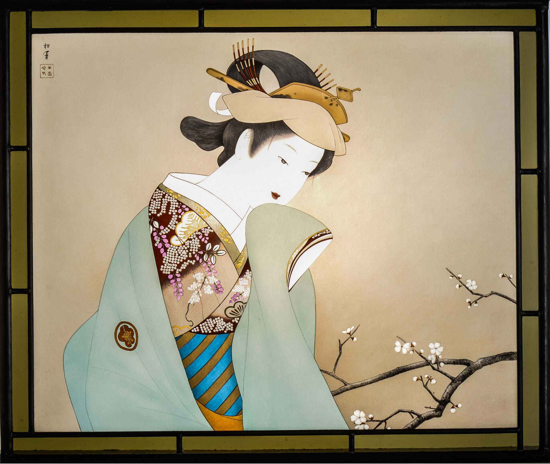 美人画 上村松園 春宵 | Stained Glass Works