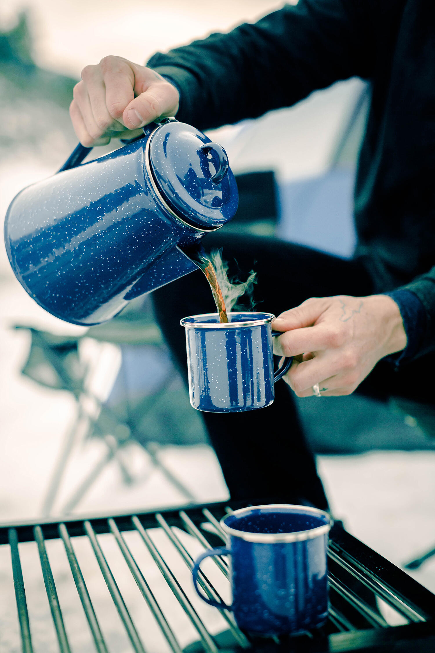 Enamel Percolator Coffee Pot 8 Cup - Blue - Stansport