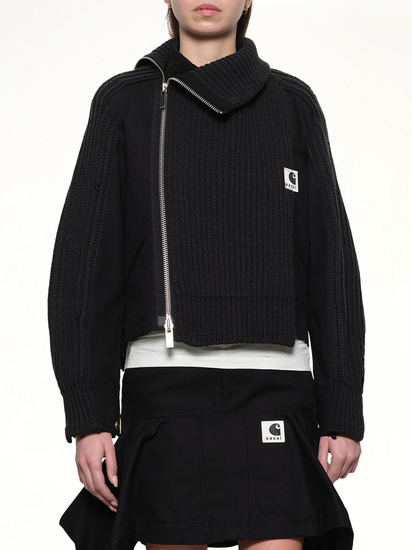 SACAI - Womens Carhartt WIP Duck x Wool Knit Blouson Black