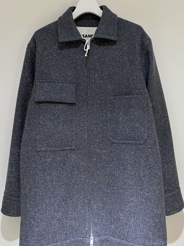 JIL SANDER（ジルサンダー） ジップアップ ウールハーフコート ブルー