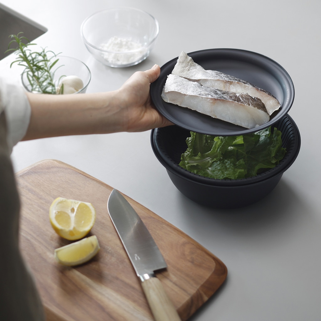 marna】ザルボウル 18cm(2点セット ダークグレー): キッチン｜マーナ