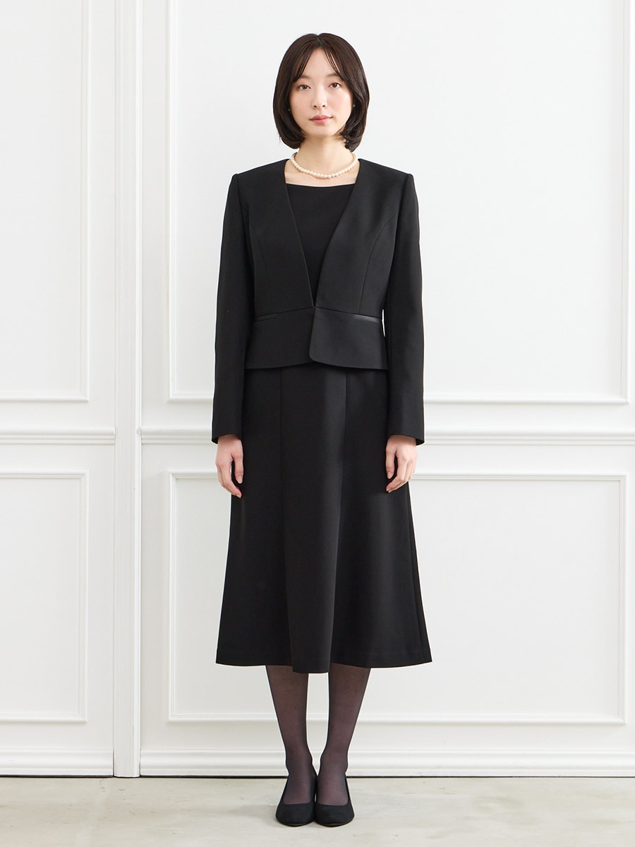 喪服・礼服】【ウォッシャブル】Vネックノーカラージャケット、前開き