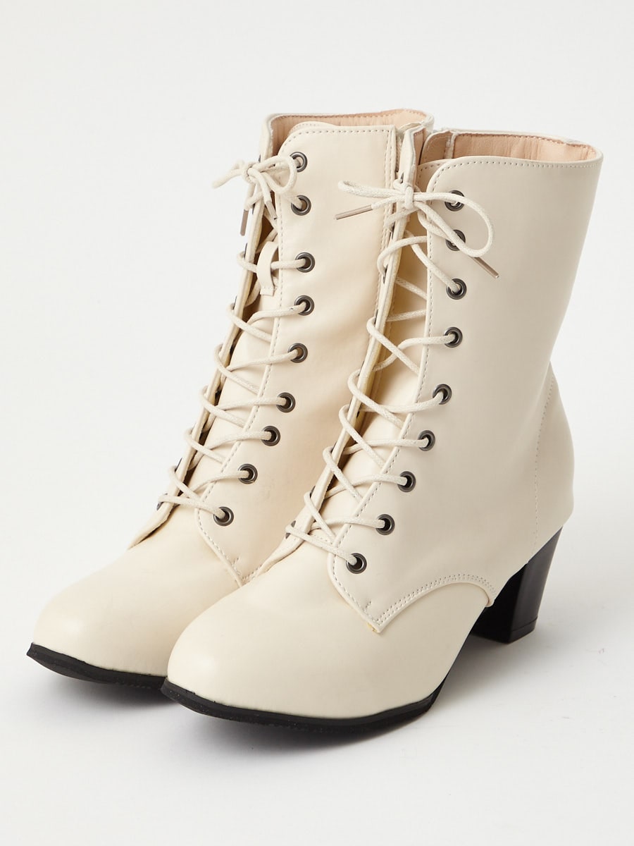 ラスト1点】編み上げブーツ(M オフホワイト): ふりふ ｜ミマツグループ