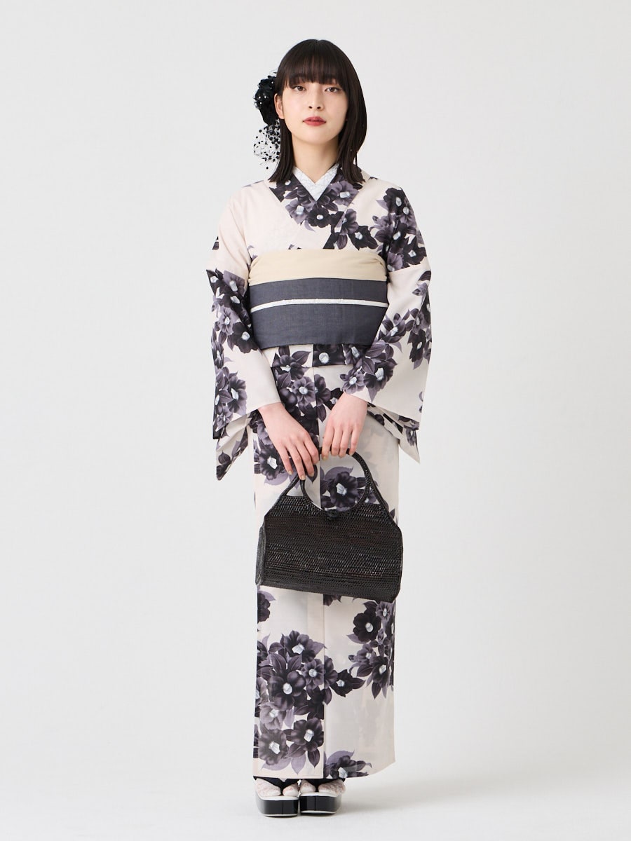 浴衣単品「 ガーデンカメリア 」(FREE ブラック): ふりふ ｜ミマツ