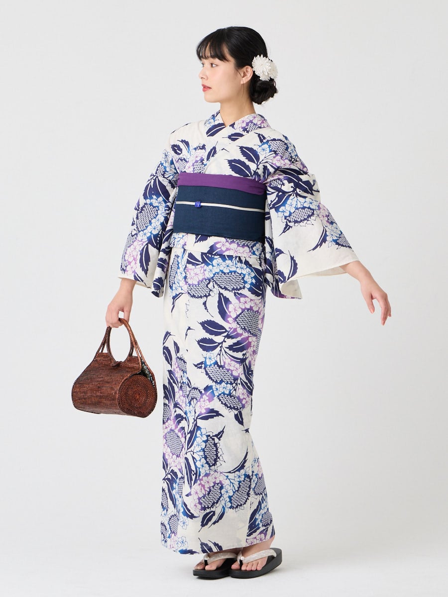 浴衣単品「 注染 額紫陽花 」(FREE ホワイト): ふりふ ｜ミマツ