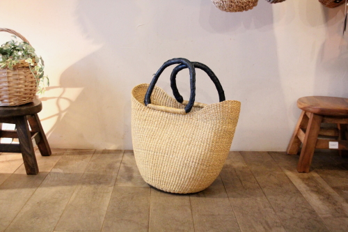 セール/新品/アフリカ ガーナ製/ブルキナボルガ バスケット/44×46cm