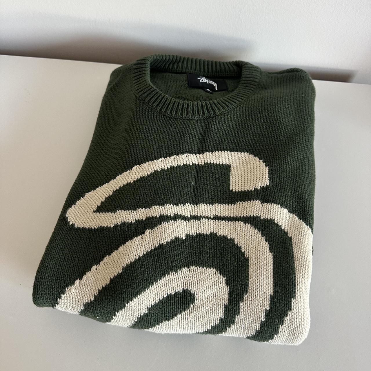 Stussy Curly S Sweater in Green (New, worn once) | Depop