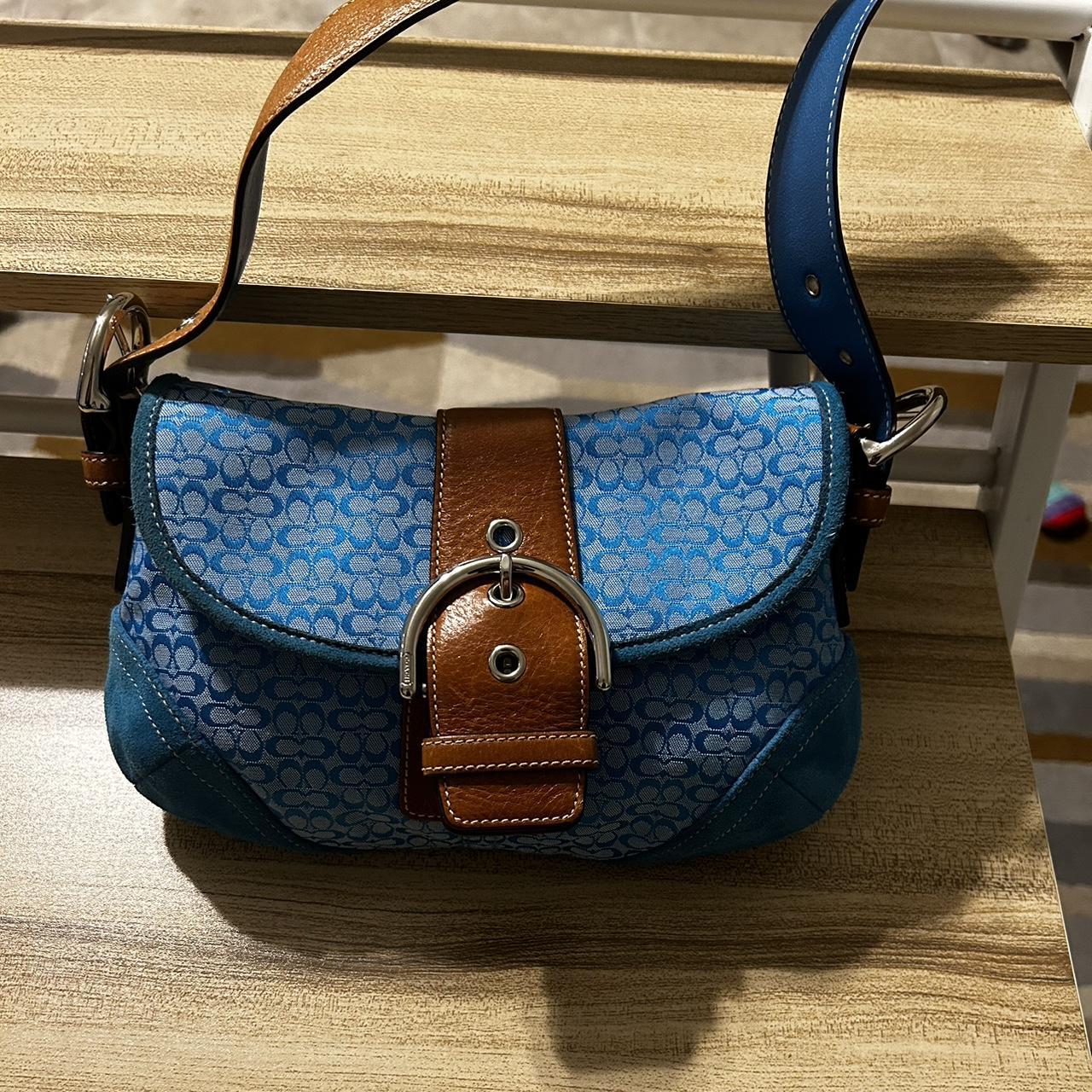 Y2K Coach Blue Leather Soho Hobo Mini Handbag! | Depop