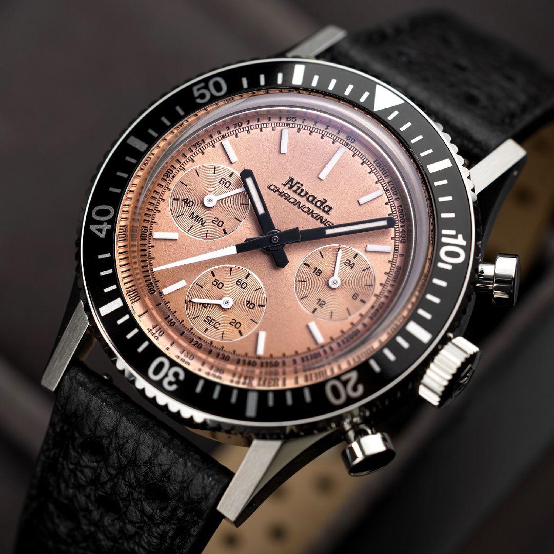 Nivada Grenchen Chronoking Mecaquartz Salmon