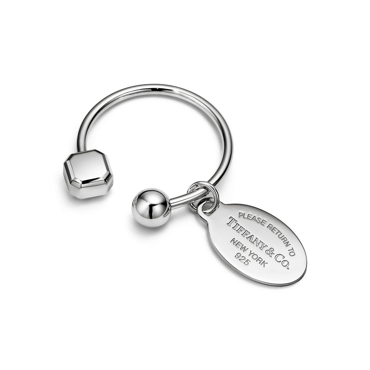 Return to Tiffany®:Oval Tag Screwball Key Ring in Sterling Silver