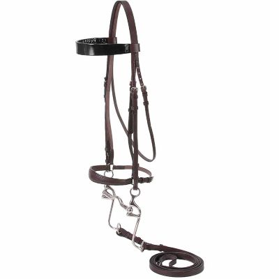 Tough1 Quality Leather Walking English Bridle, Horse at Tractor