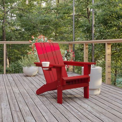 Flash Furniture Halifax Adirondack Chair with Cup Holder, Weather