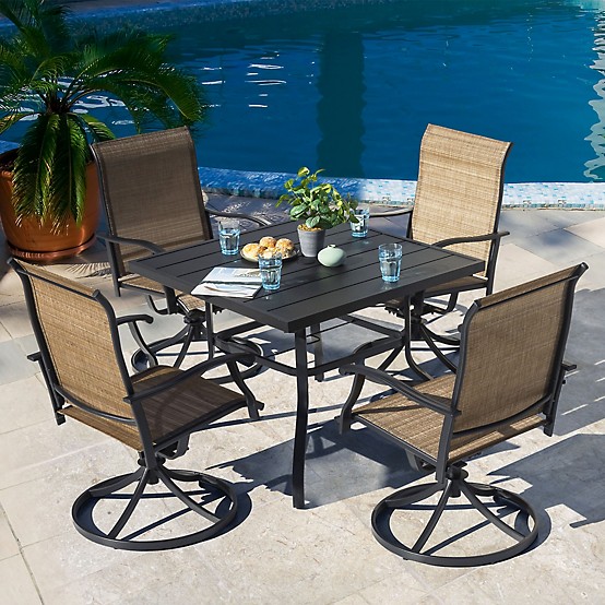Nuu Garden Outdoor 5-Piece Dining Set, Textilene, Powder-coated
