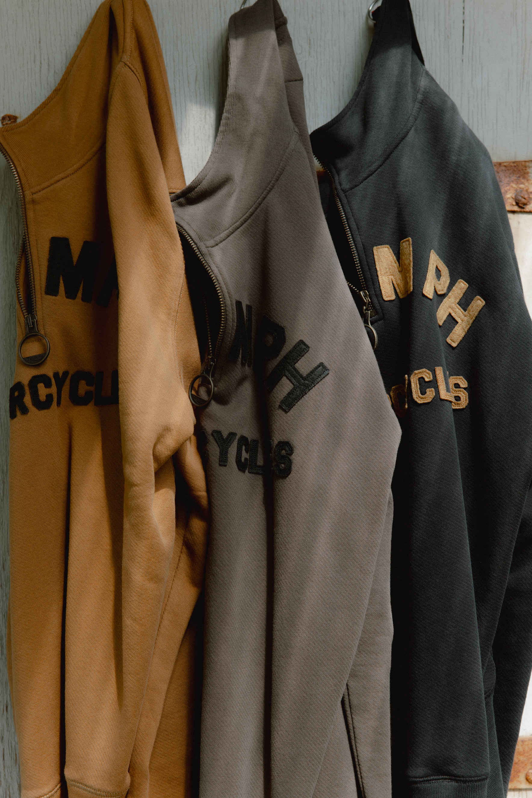 Ribble Quarter Zip Logo Sweatshirt in Fawn | Triumph Heritage